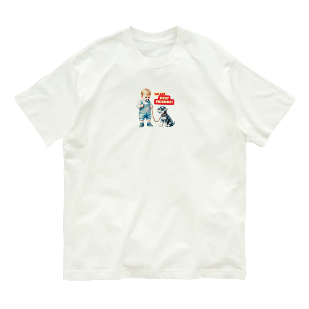 at_taroのSchnauzer Puppy and a baby!! Organic Cotton T-Shirt