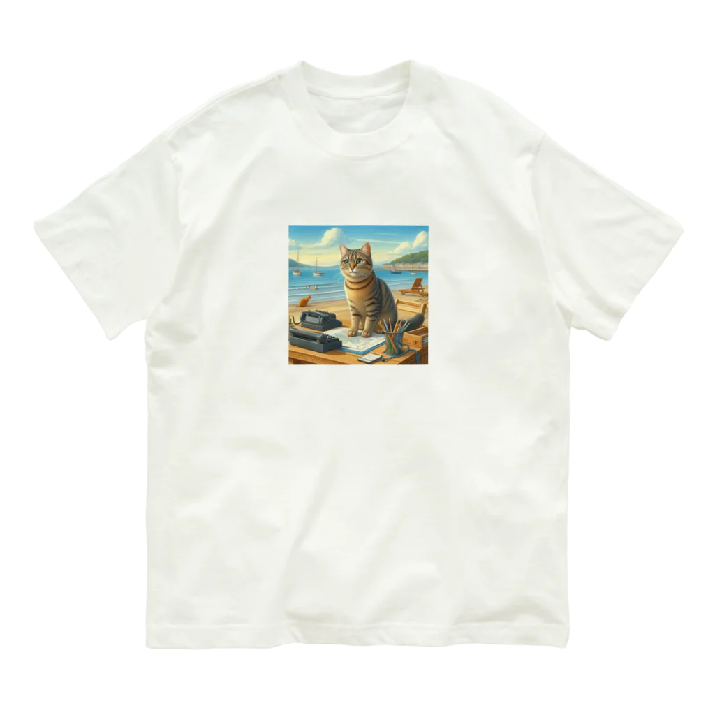 peace2024の海辺の仕事猫 Organic Cotton T-Shirt