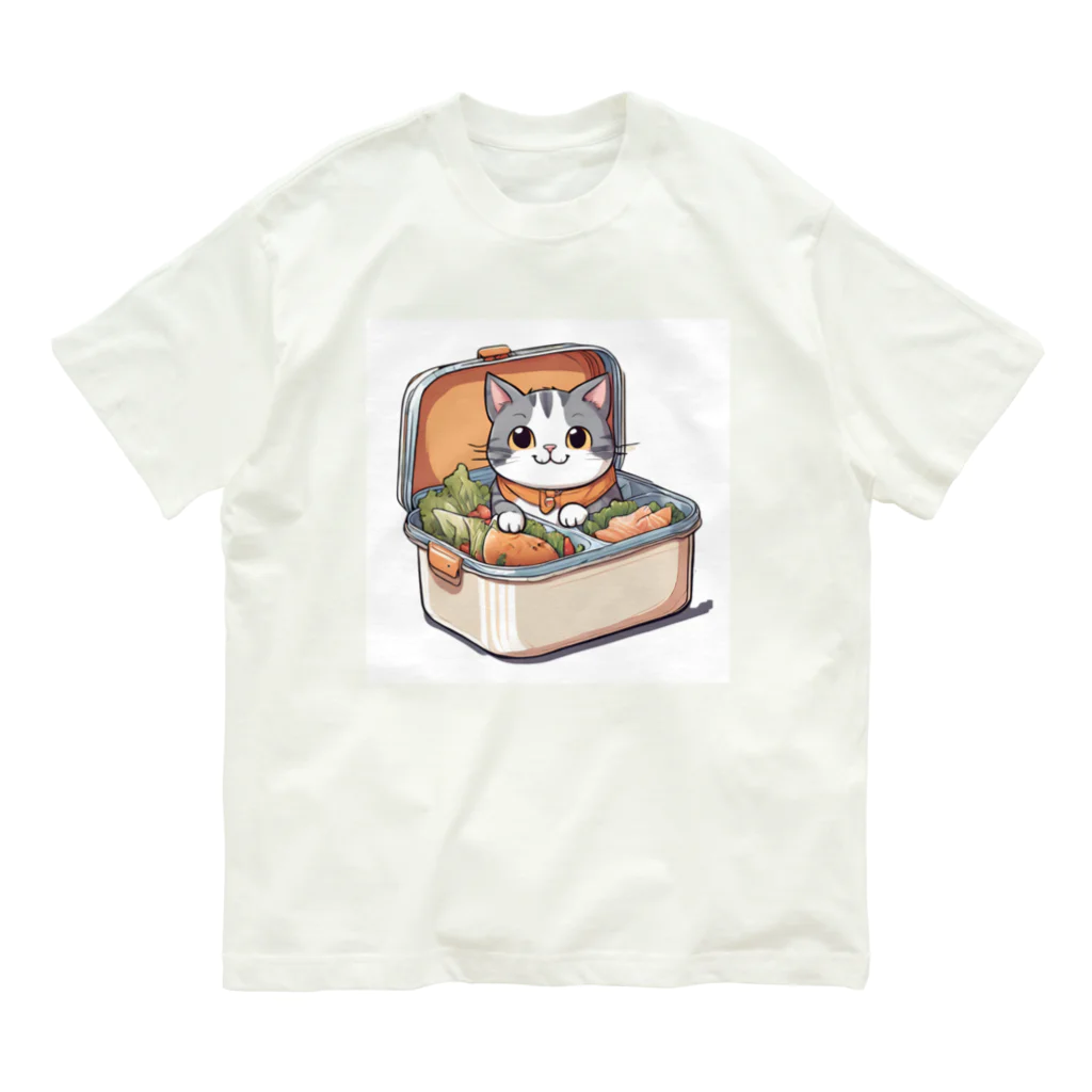 HIROYAN5935のキャットランチボックス オーガニックコットンTシャツ