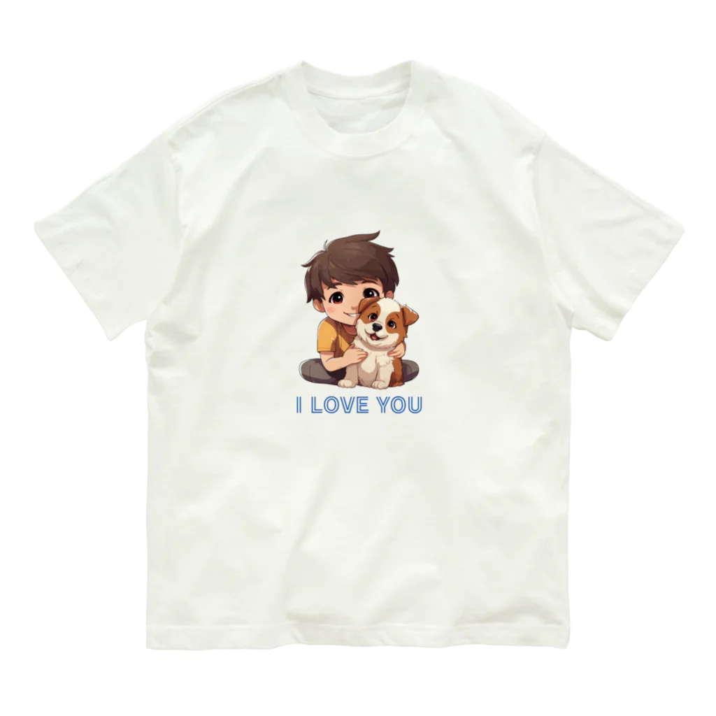 AwagoModeのI LOVE YOU(Dog&Boy) (39) Organic Cotton T-Shirt