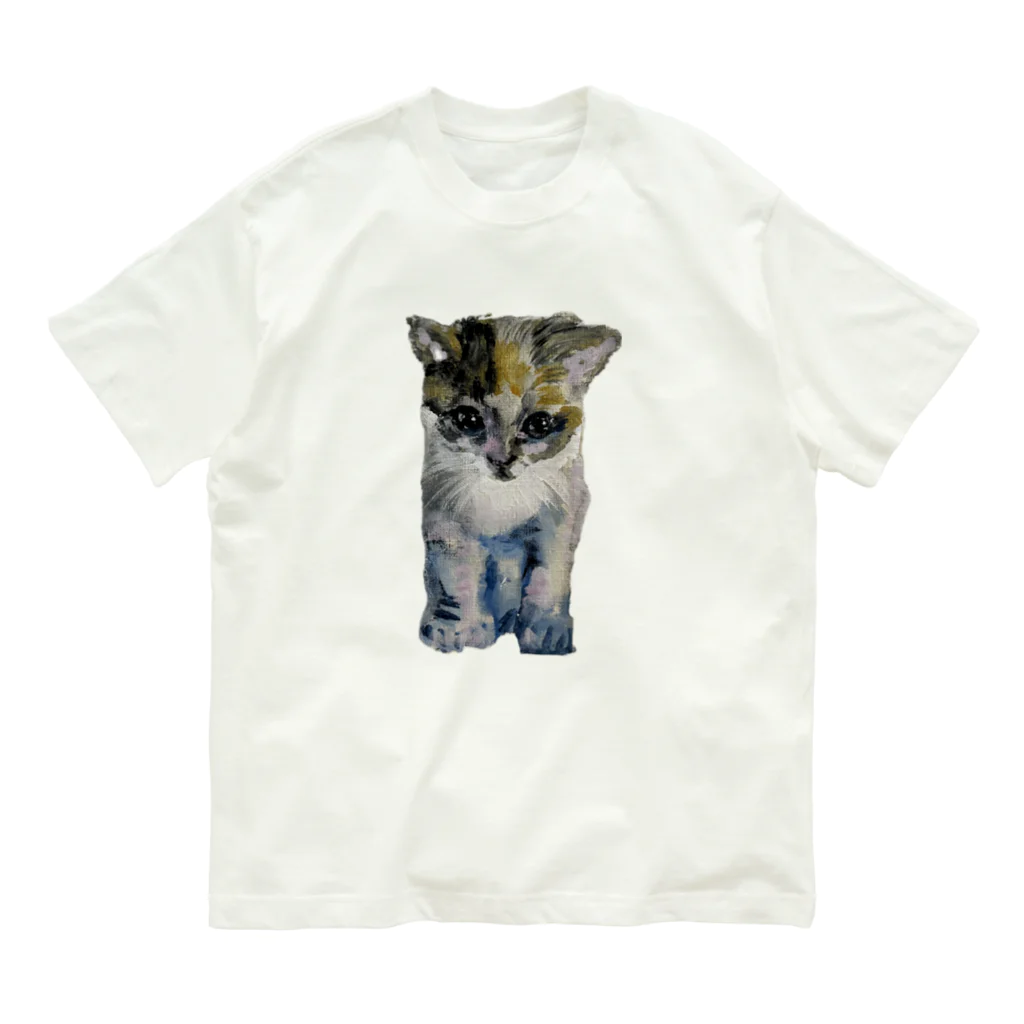 青い猫の真白 Organic Cotton T-Shirt