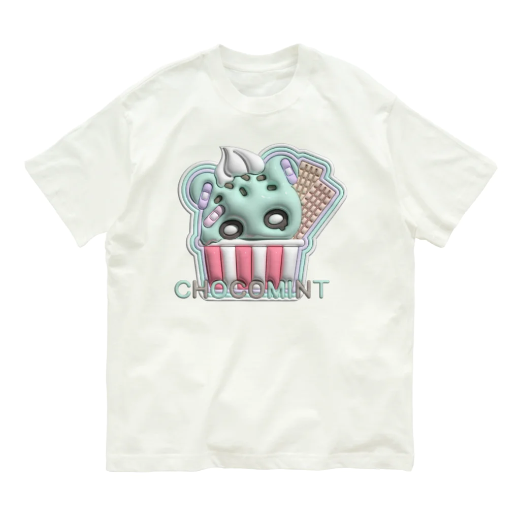 8.7のちょこみんとくまさん オーガニックコットンTシャツ