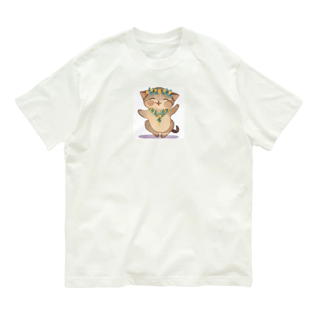 ハワイライフのアロハねこ Organic Cotton T-Shirt