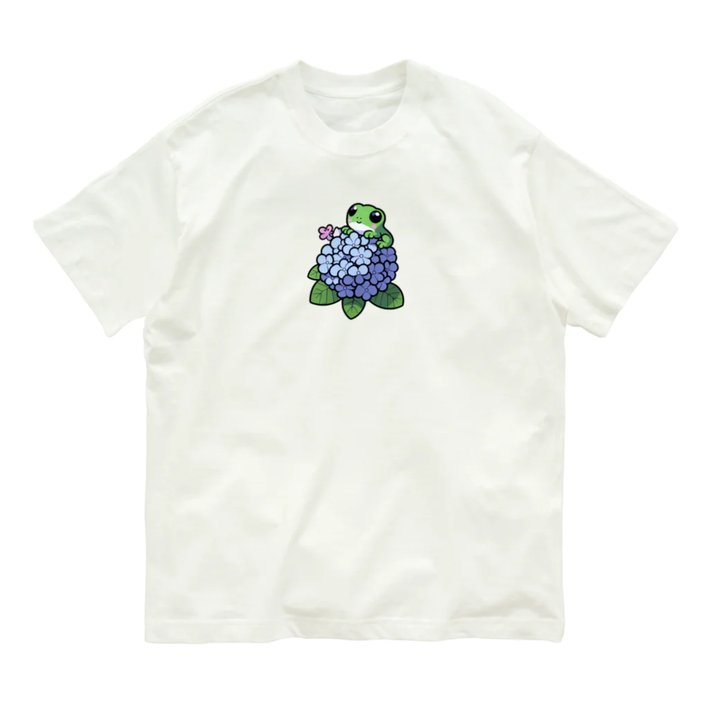 終わらない夢🌈のあじさいの花と🐸カエル君 Organic Cotton T-Shirt