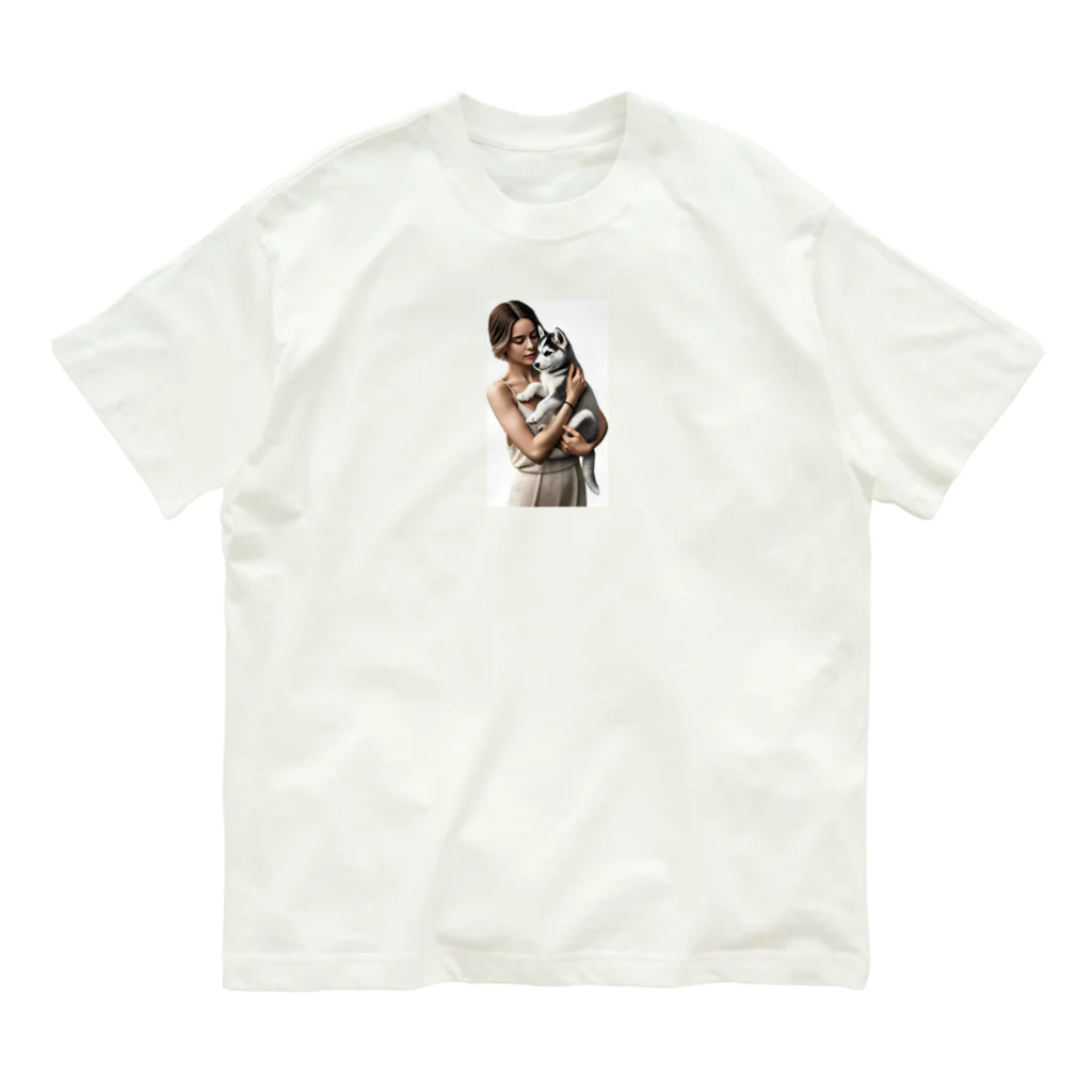 やまけんのかわいさ満点！子犬のハスキー！ Organic Cotton T-Shirt