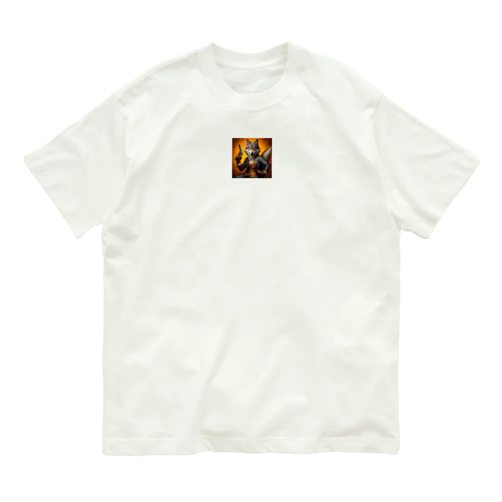 komi39の拳銃を持っている狼の絵 Organic Cotton T-Shirt