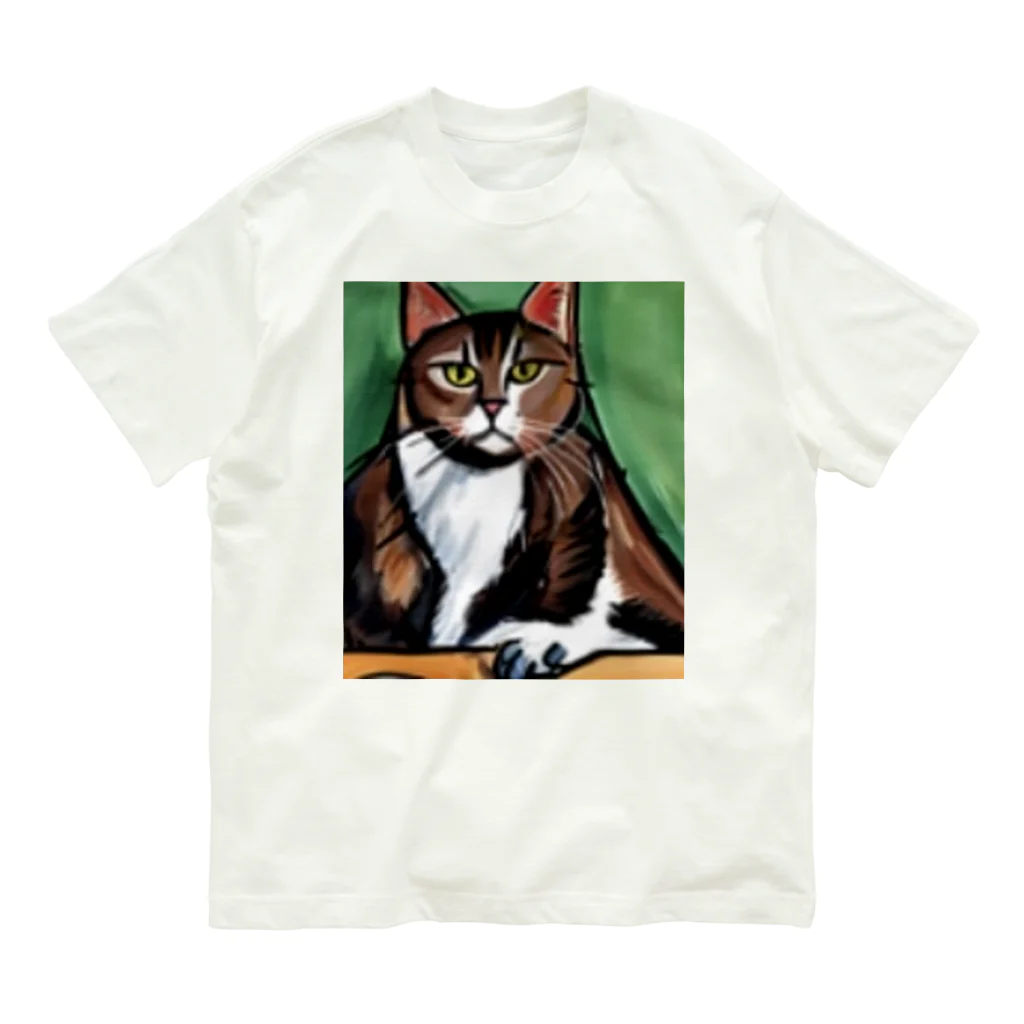 Ppit8のどっしりかまえる猫ちゃん オーガニックコットンTシャツ