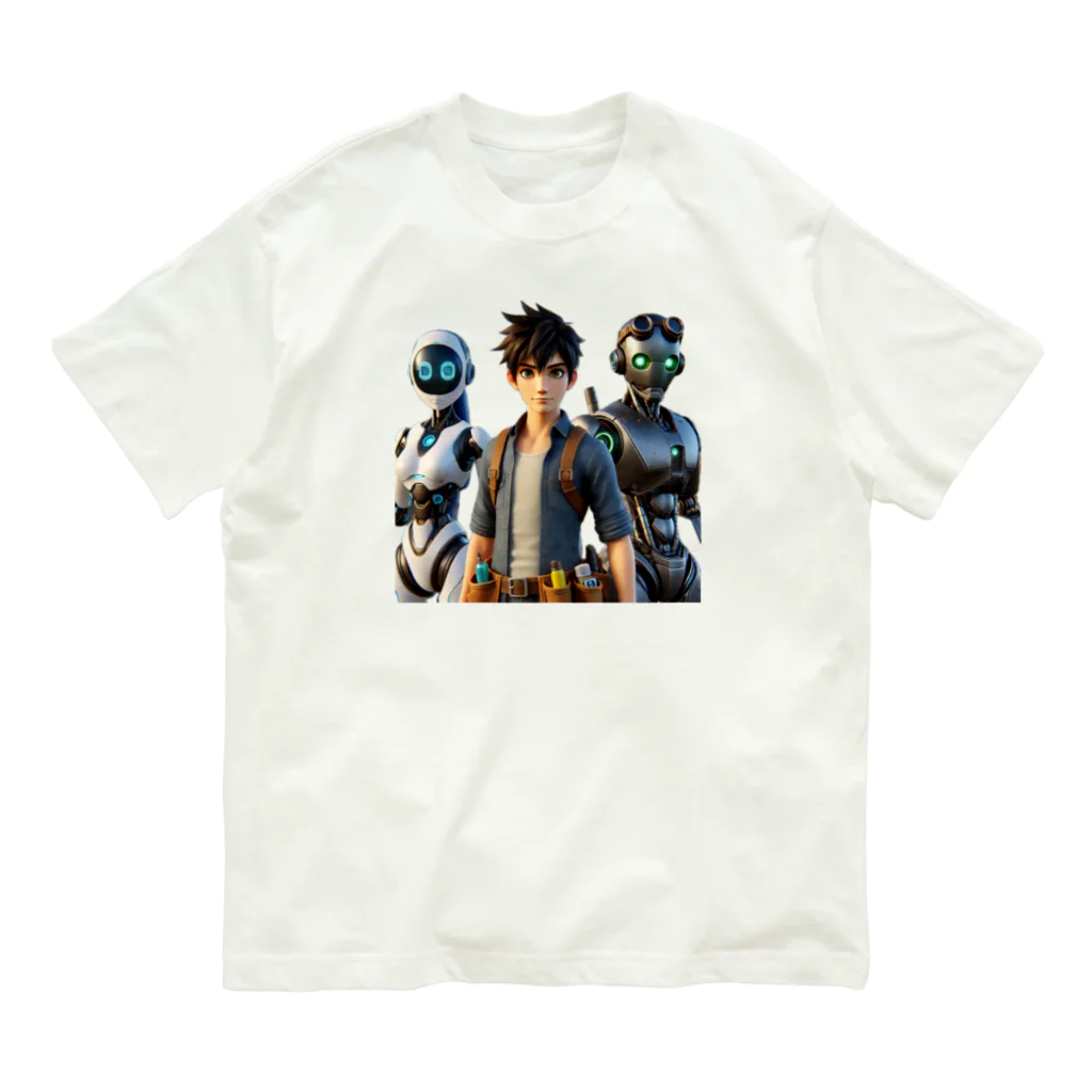 ETOWA_TOWAの未来都市のロボットたち Organic Cotton T-Shirt