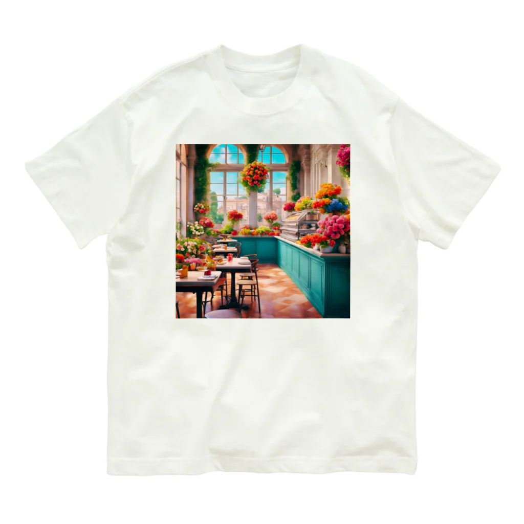 HOSHI-TANEKO🌠の🌺華やかな・カフェ☕✨ オーガニックコットンTシャツ
