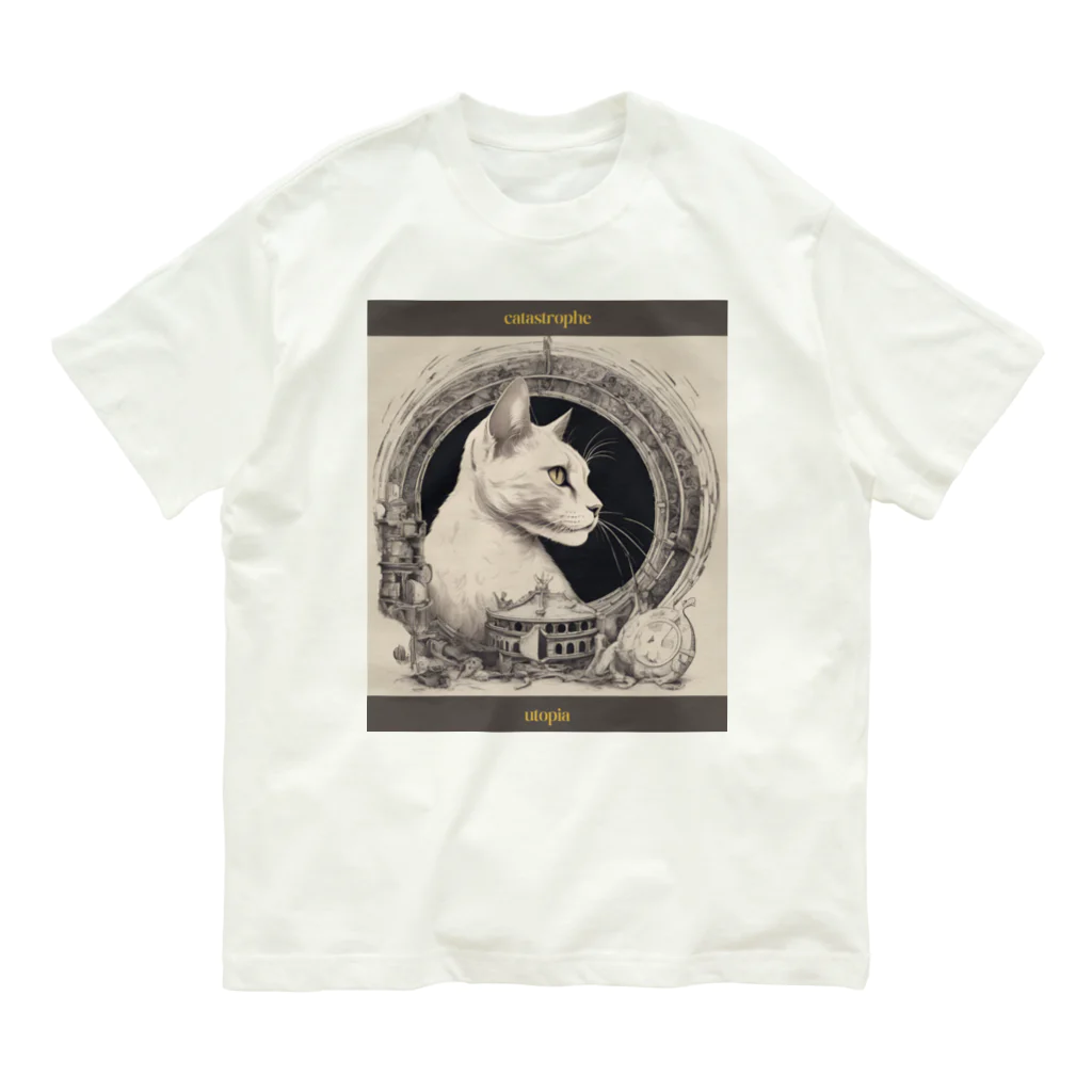 ourir_aの廃墟ねこ オーガニックコットンTシャツ