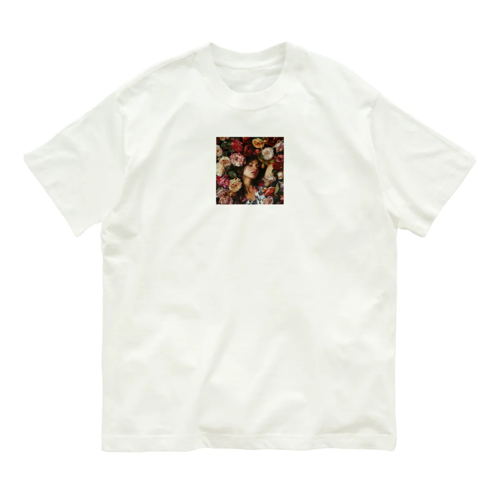 AQUAMETAVERSEのバラに囲まれた少女　美佐子 3320 オーガニックコットンTシャツ
