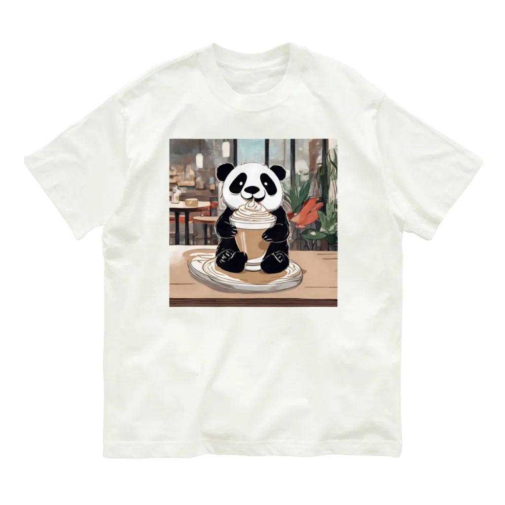 はちみつあめのカフェラテパンダさん Organic Cotton T-Shirt