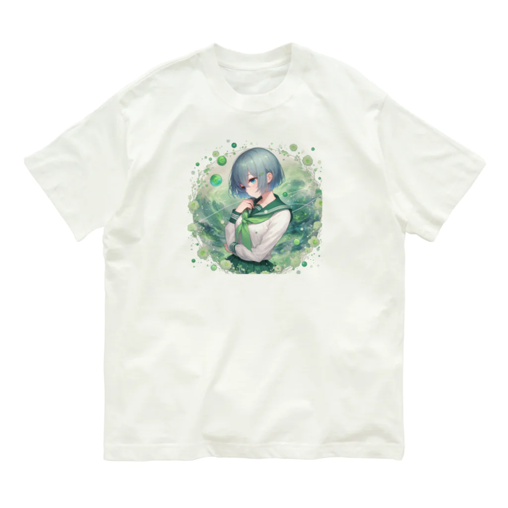 ゆめのかすずめの翠と緑 オーガニックコットンTシャツ