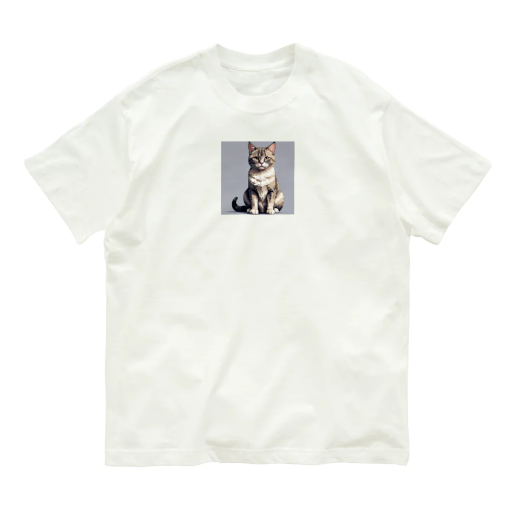 ドット絵ネコの座っている猫 Organic Cotton T-Shirt