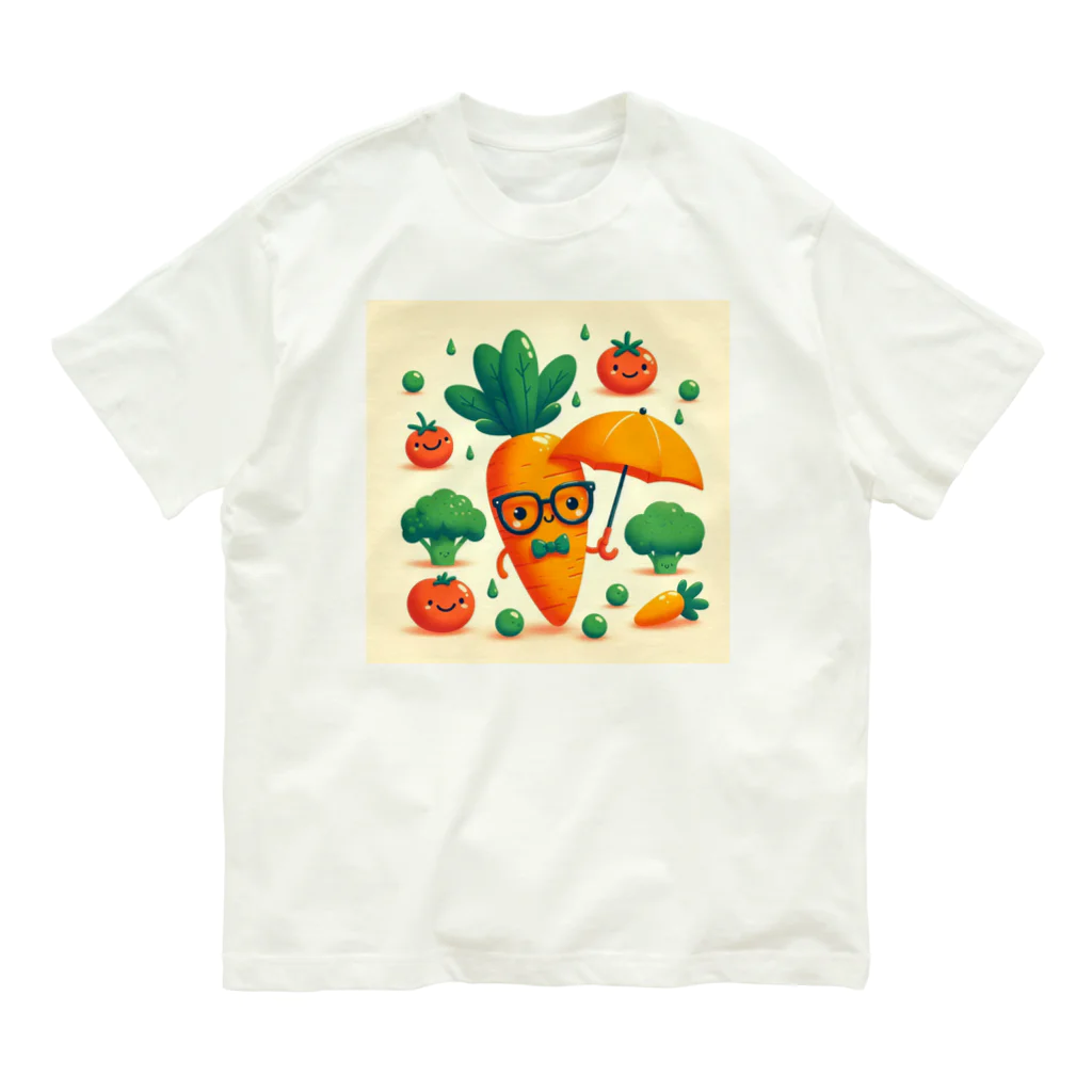 130Saitohの人参・トマト・ブロッコリー Organic Cotton T-Shirt