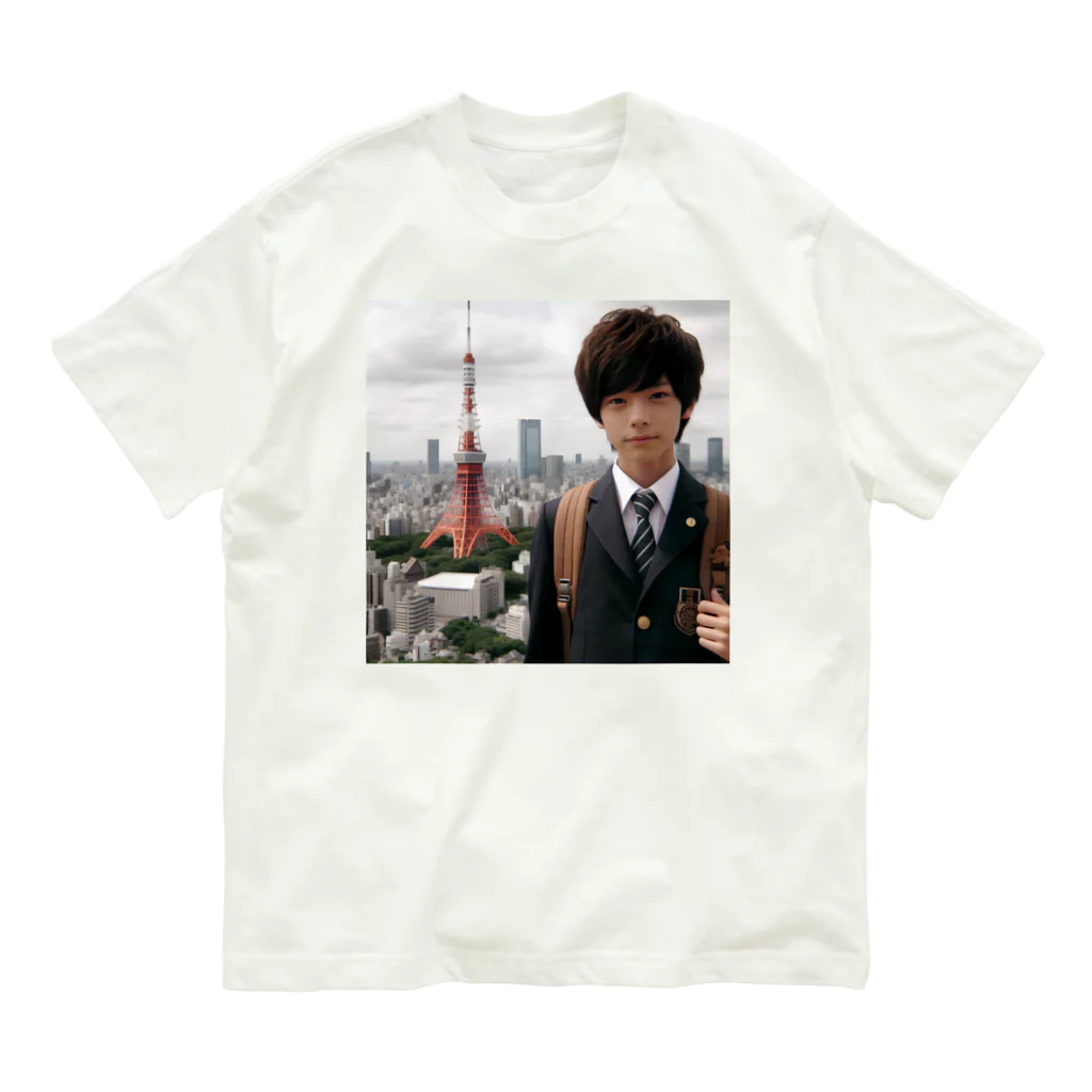 可愛い男の子イラスト販売所　By,keicyanの男の子　中学1年生　タワーバッグに Organic Cotton T-Shirt