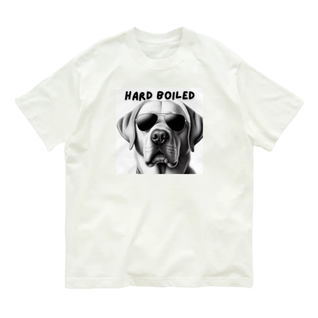 ビビりな番犬くんのハードボイルド犬ラブラドール オーガニックコットンTシャツ