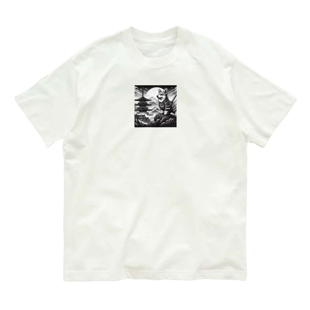 コーギーハウス〜ときどき柴・猫〜のサムライコーギー オーガニックコットンTシャツ