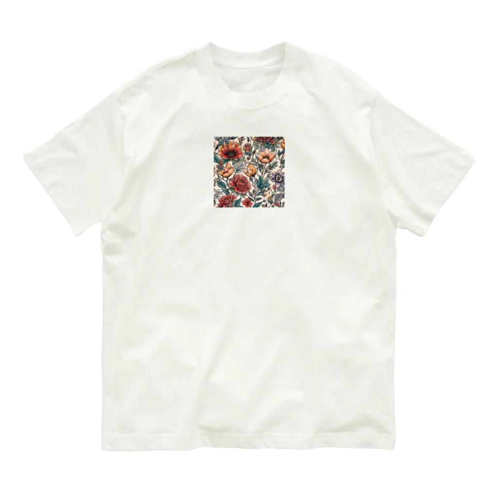 PlayfulBaseの花柄 オーガニックコットンTシャツ