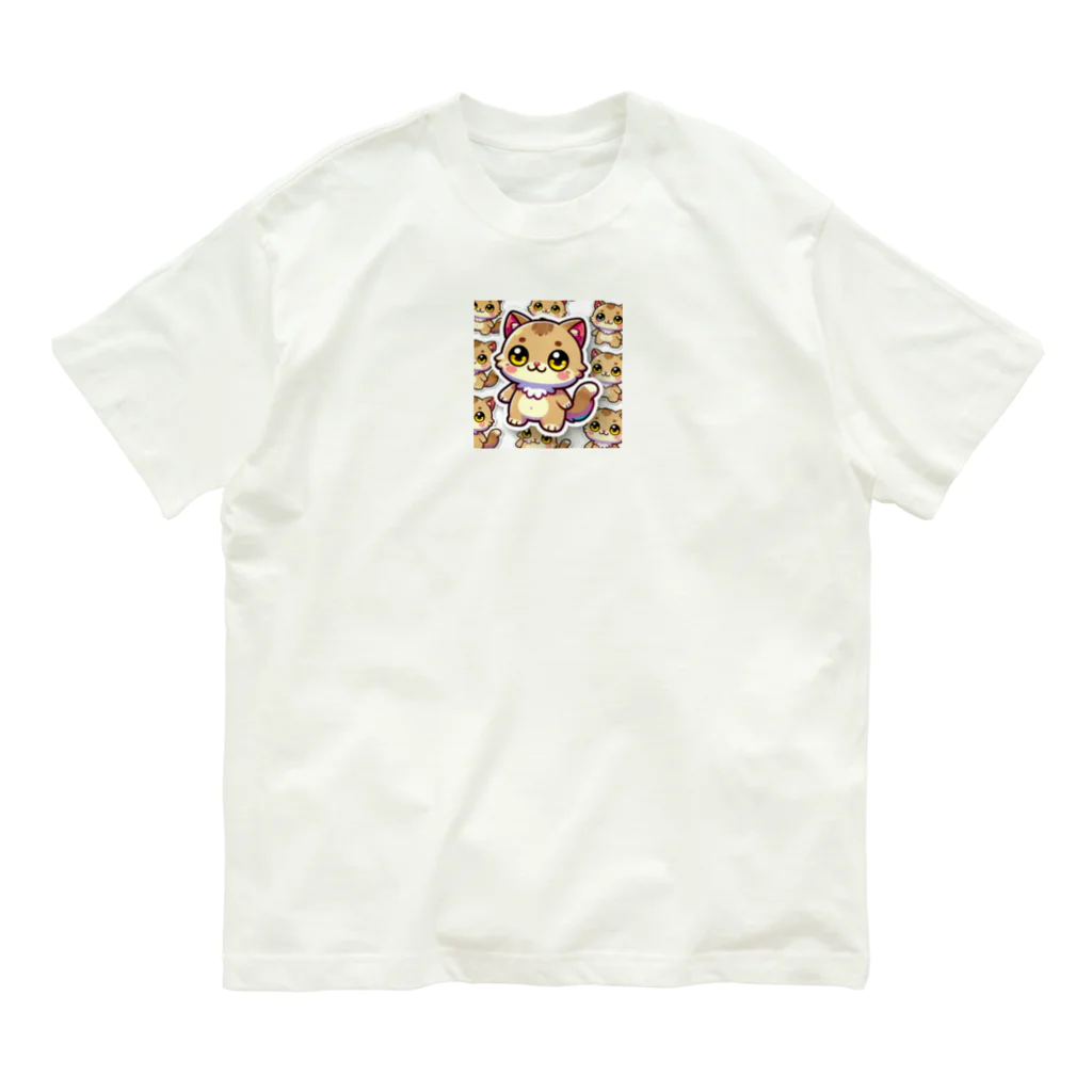 hiiro_catのふんわりした薄茶色に包まれた、ふんわりとした猫 オーガニックコットンTシャツ