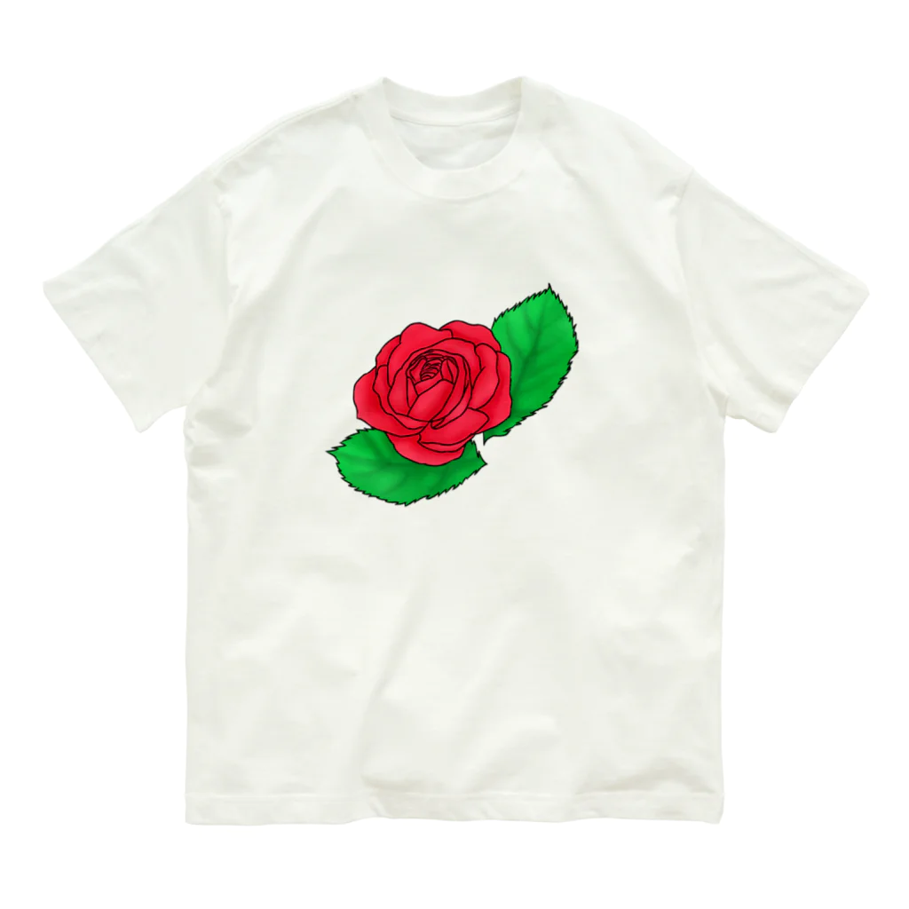 Lily bird（リリーバード）の真紅の薔薇 Organic Cotton T-Shirt