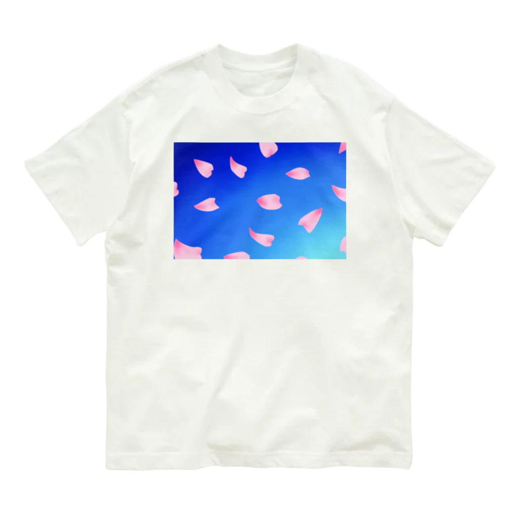 Lily bird（リリーバード）の花びらの舞う青空 Organic Cotton T-Shirt