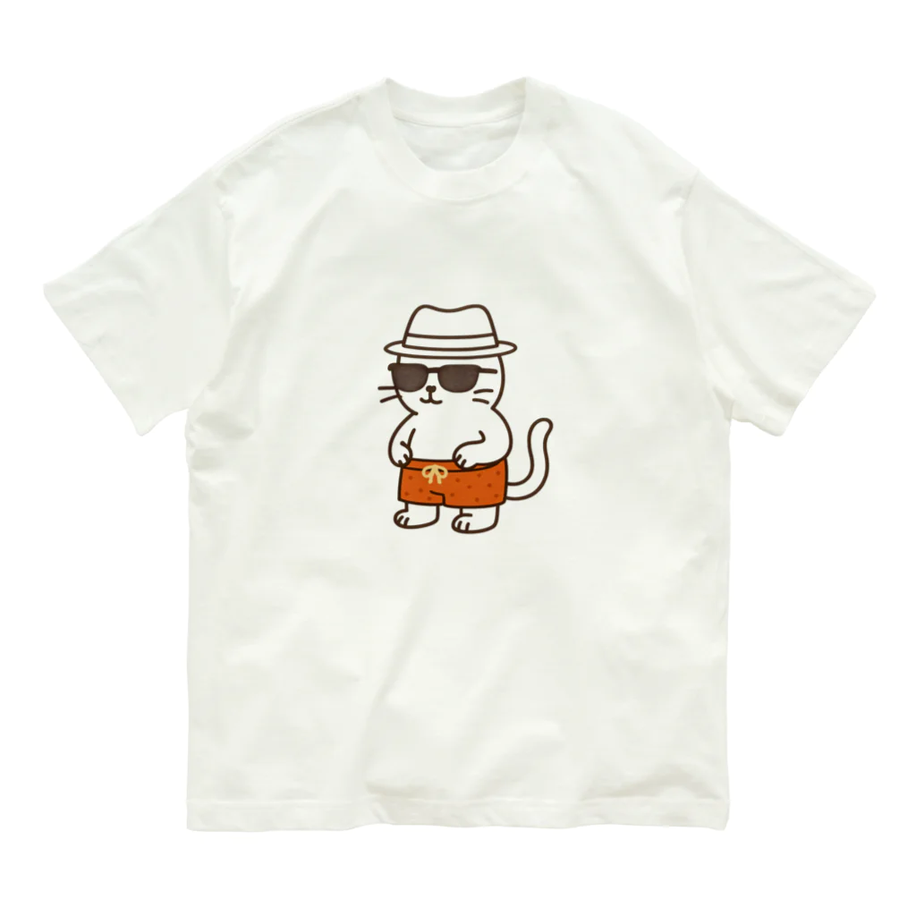 マカロンのサングラスをかけたネコ Organic Cotton T-Shirt