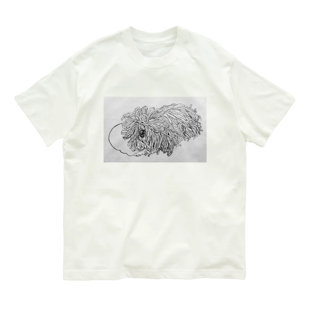 光平洋子のかしこいプーリー犬が転がる。 puli illustration  オーガニックコットンTシャツ