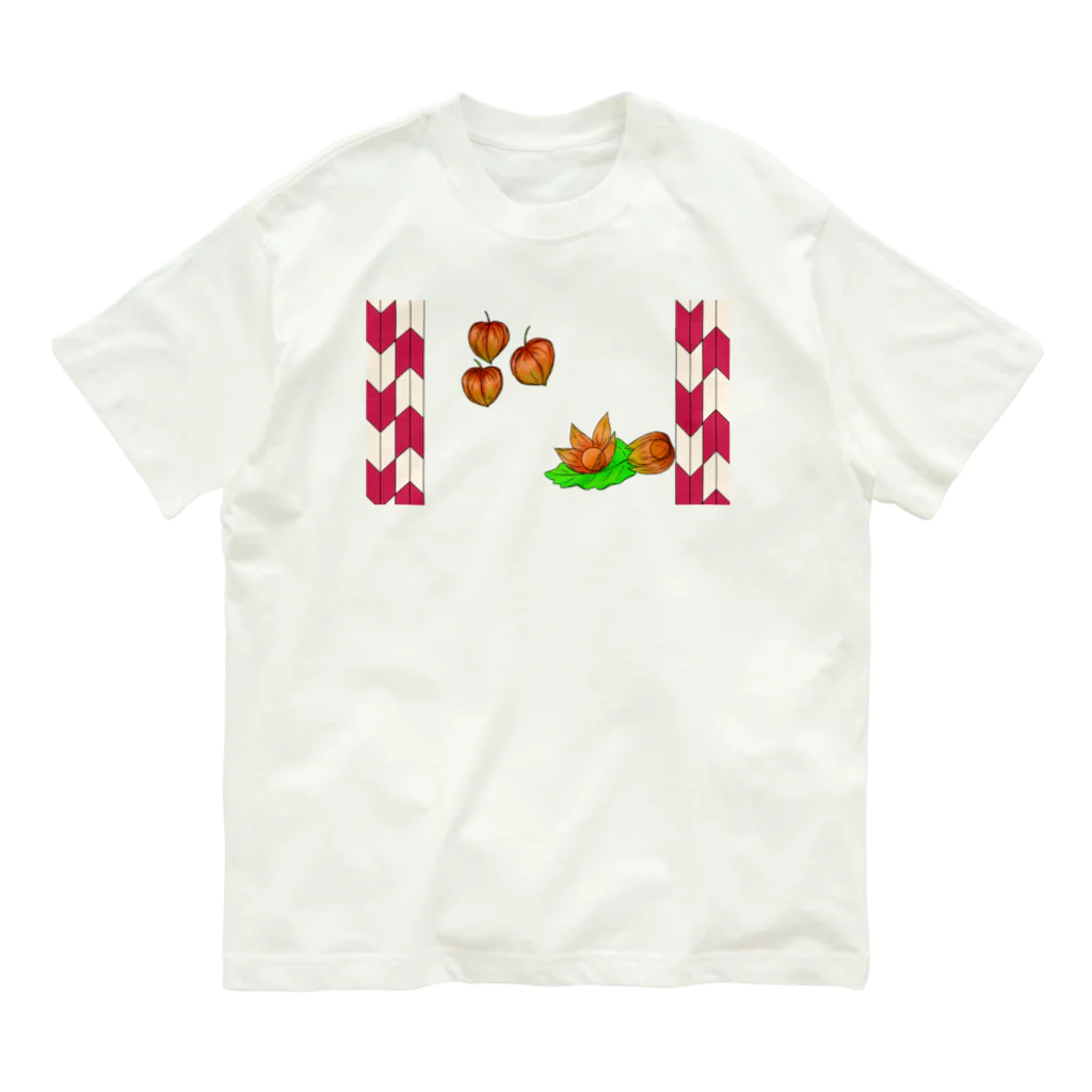 Lily bird（リリーバード）の矢がすりフレーム ホオズキ Organic Cotton T-Shirt