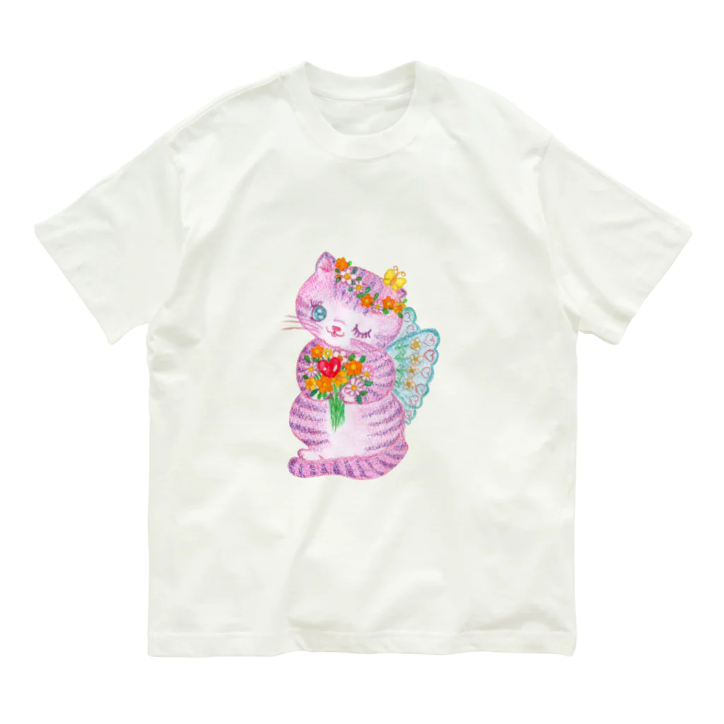 メルティカポエミュウのミュウシュカフェアリー(せなかに天使の羽) Organic Cotton T-Shirt