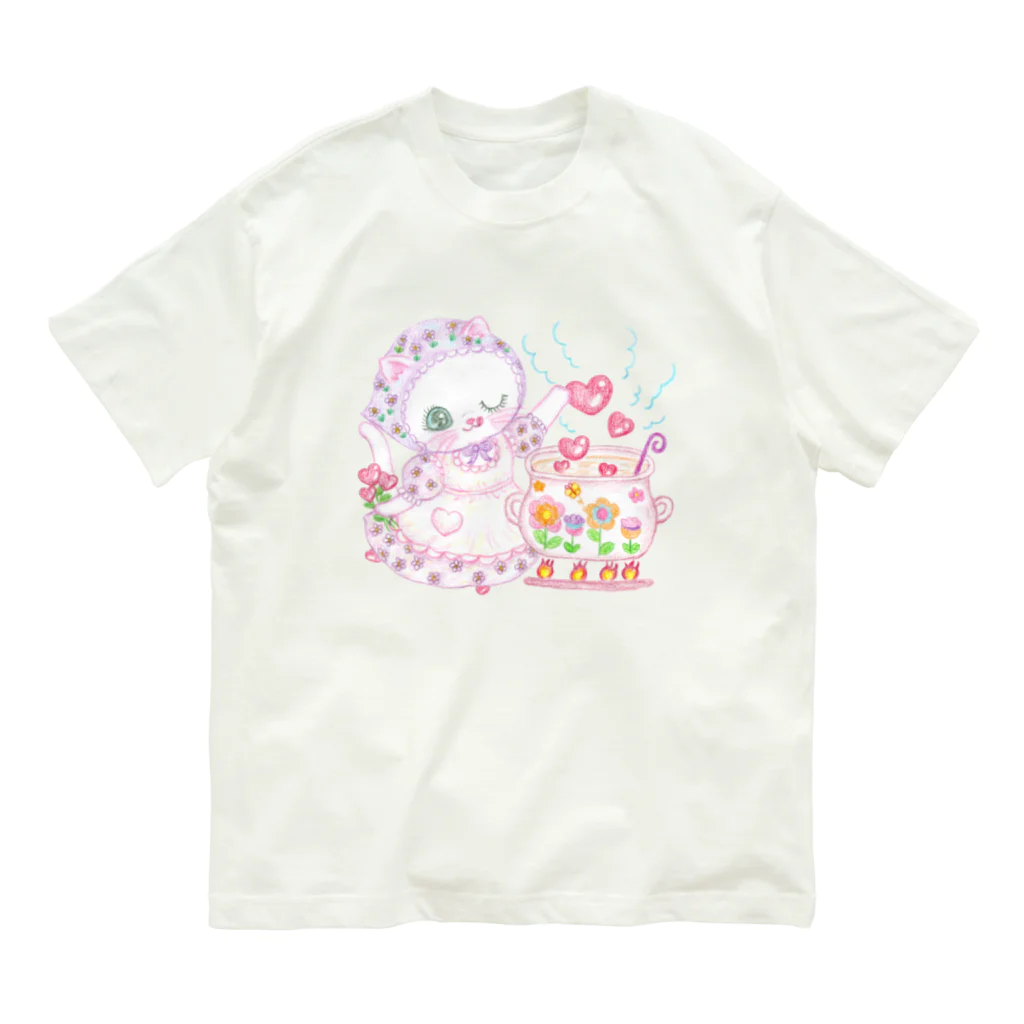 メルティカポエミュウのらずまりーにゃ(せなかに天使の羽) オーガニックコットンTシャツ