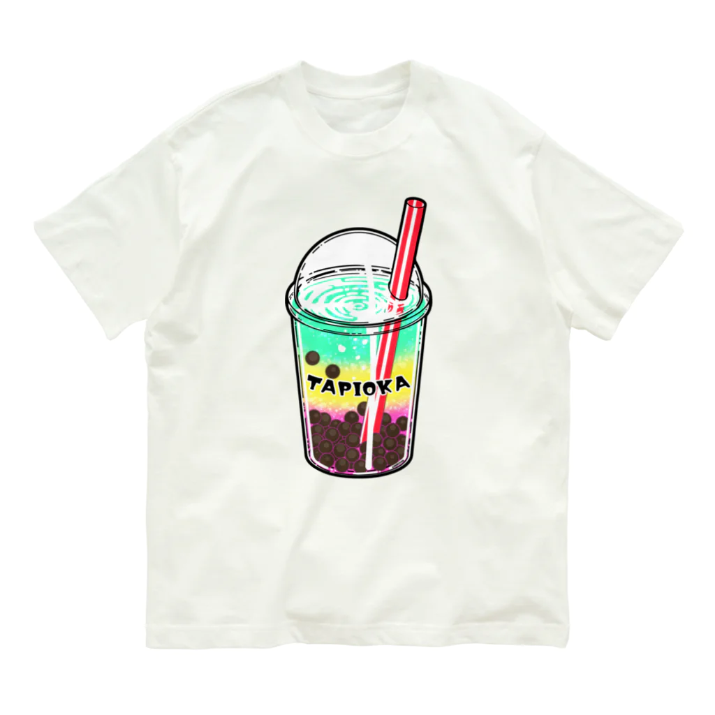 Cɐkeccooのタピオカマニア-レインボー Organic Cotton T-Shirt