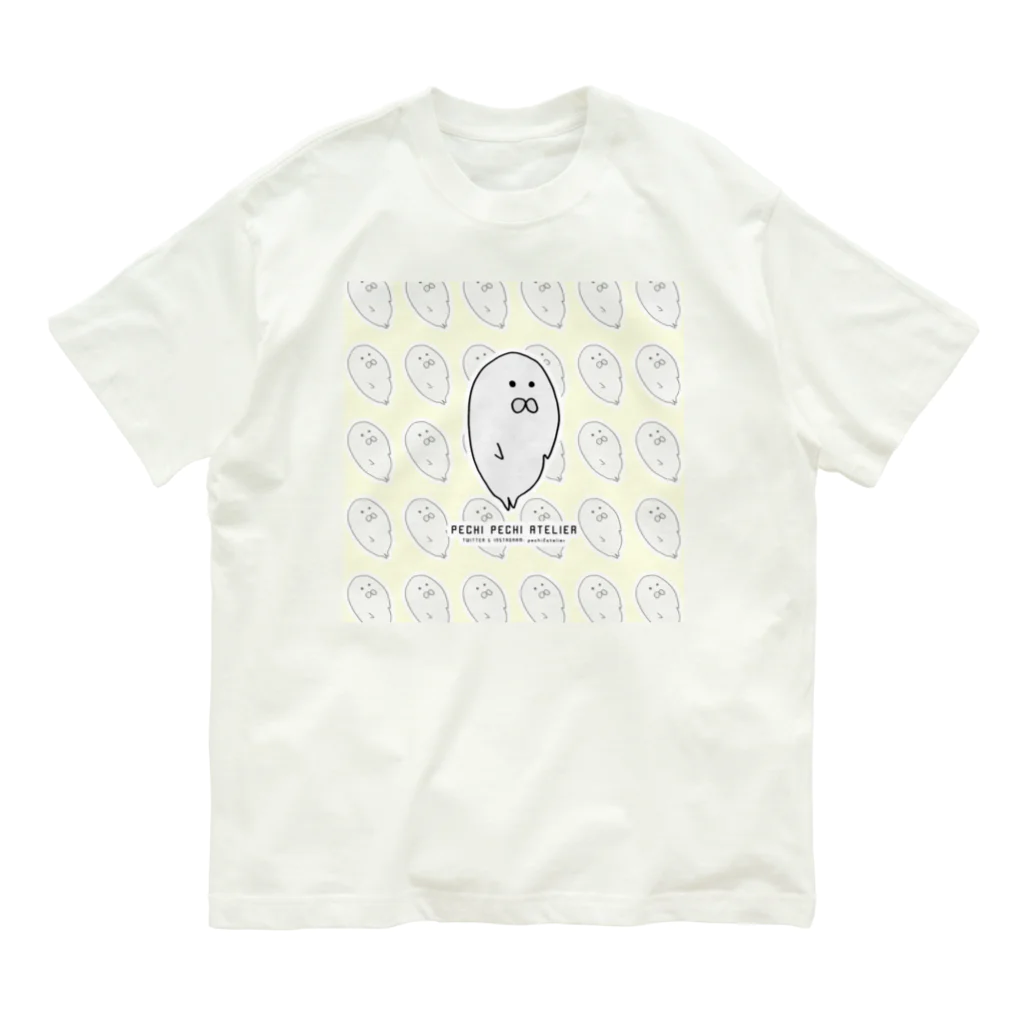 ぺちぺち工房 Pechi Pechi Atelierのあざらしがいっぱい(黄色Ver.) Organic Cotton T-Shirt