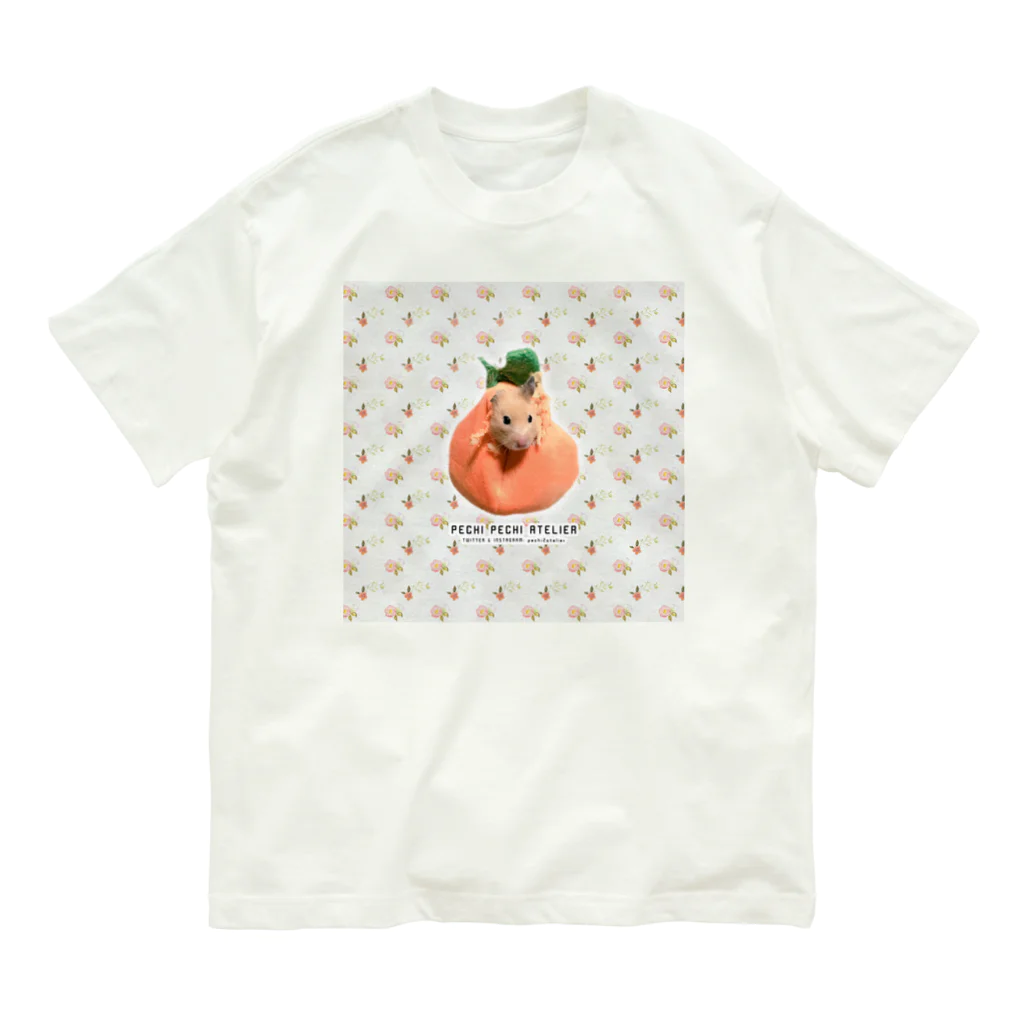 ぺちぺち工房 Pechi Pechi Atelierのハムスターの椿 オーガニックコットンTシャツ