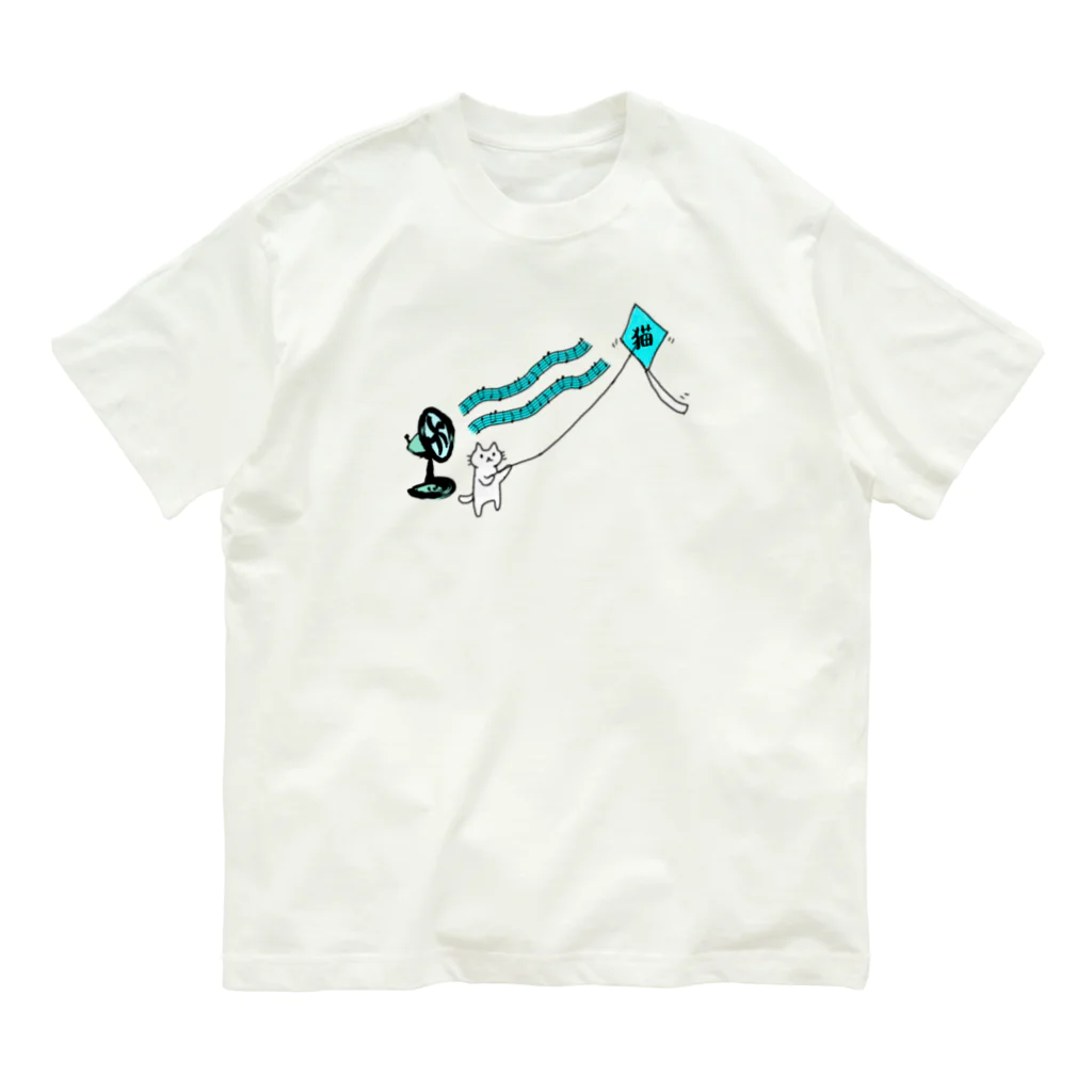 ひよこねこ ショップ 1号店の夏の凧揚げ Organic Cotton T-Shirt