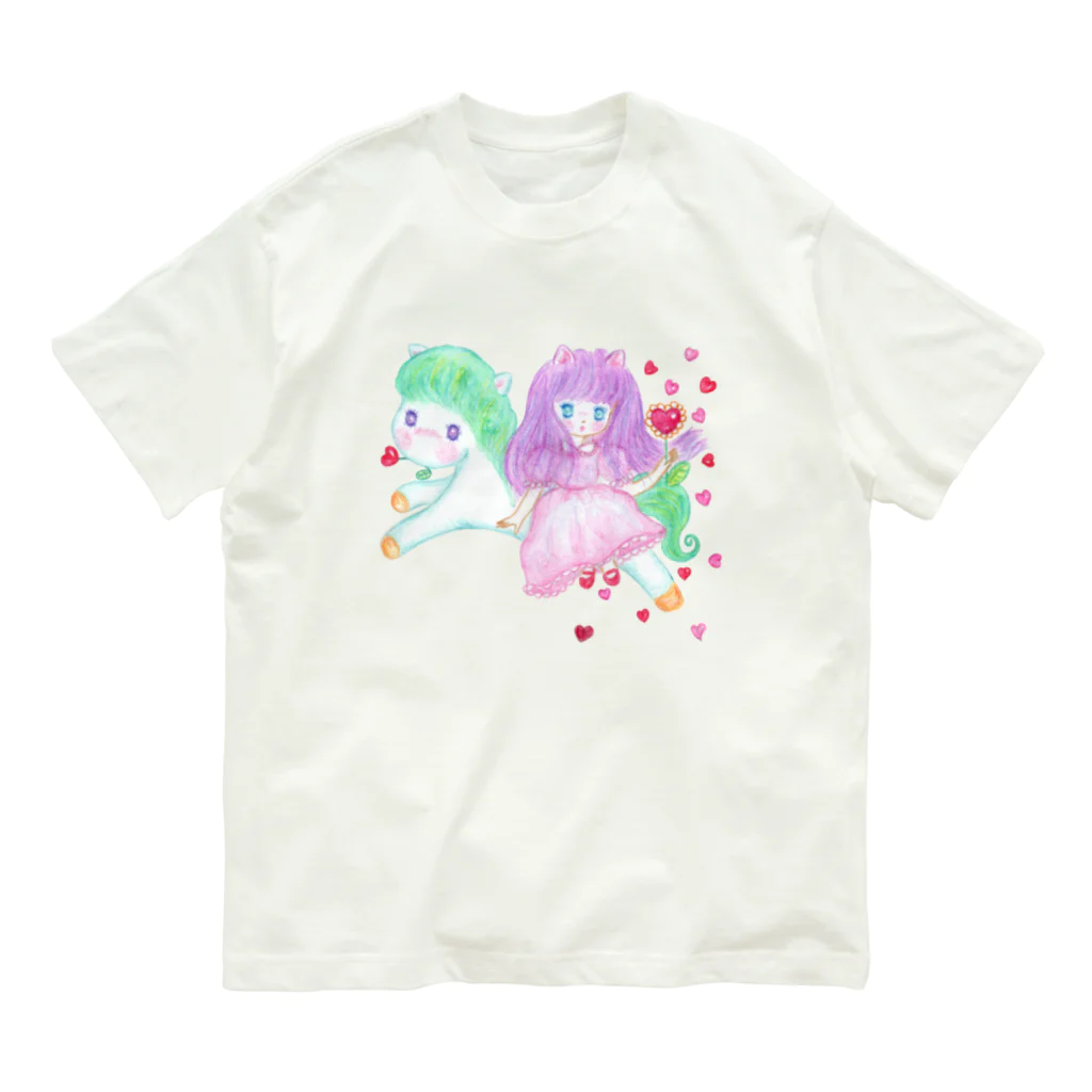 メルティカポエミュウのメルティカポエミュウ(せなかに天使の羽) オーガニックコットンTシャツ