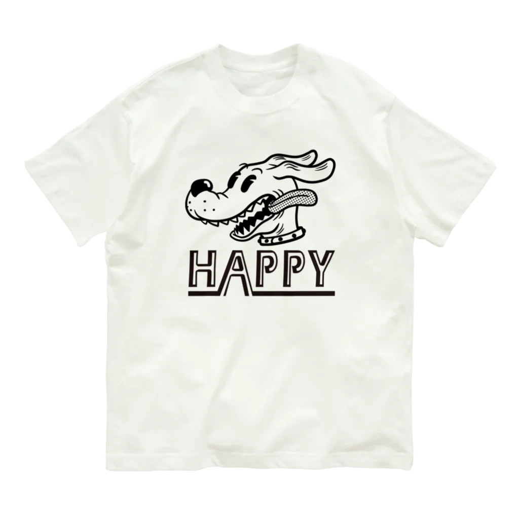 nidan-illustrationのhappy dog (black ink) Organic Cotton T-Shirt