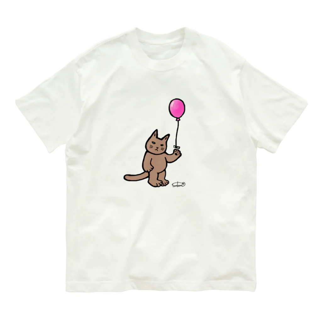 mikepunchの猫と風船（カラー） オーガニックコットンTシャツ