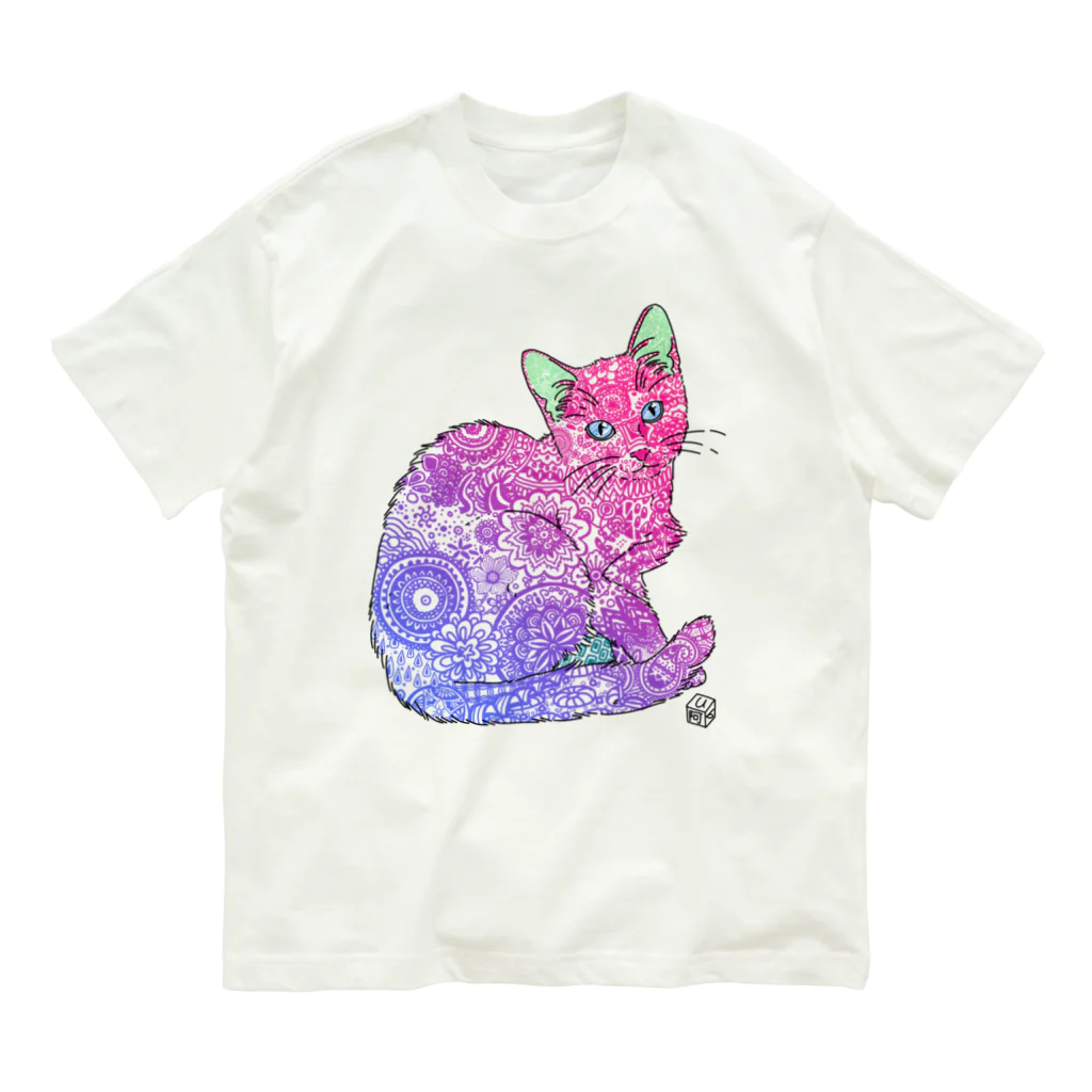 Cube屋のゼンタングルねこ① オーガニックコットンTシャツ