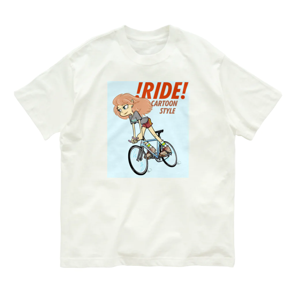 nidan-illustrationの!RIDE! (CARTOON STYLE) オーガニックコットンTシャツ