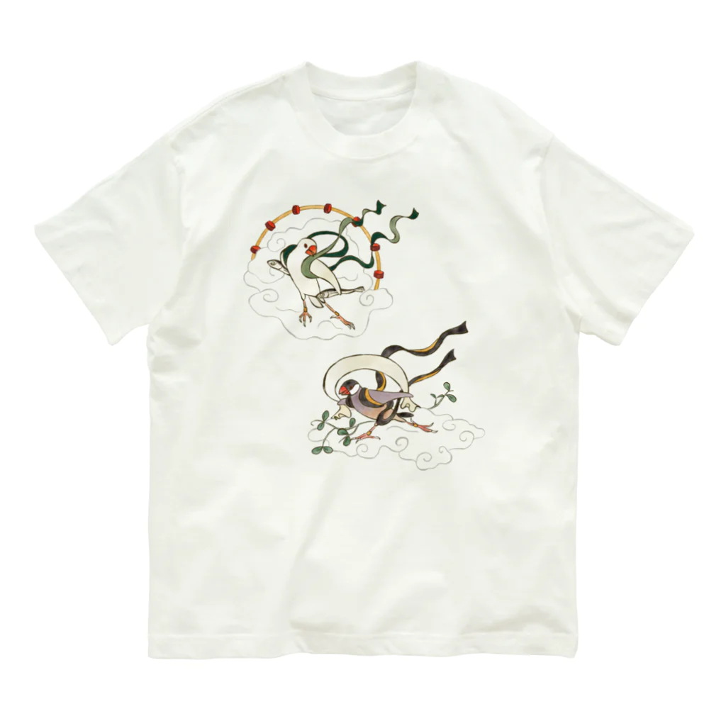 もしもしこちら文鳥の文鳥風神雷神 Organic Cotton T-Shirt