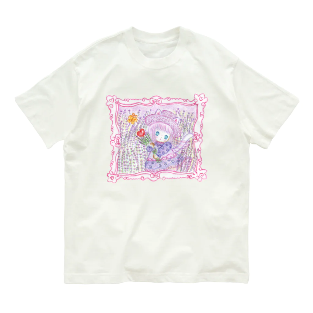 メルティカポエミュウのラベンダーポエミュウ オーガニックコットンTシャツ