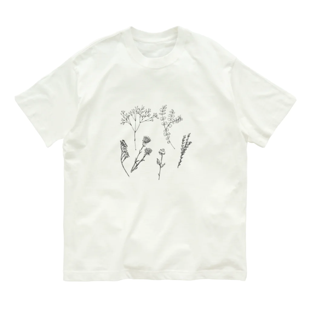  こぐま        のドライフラワー(black) Organic Cotton T-Shirt