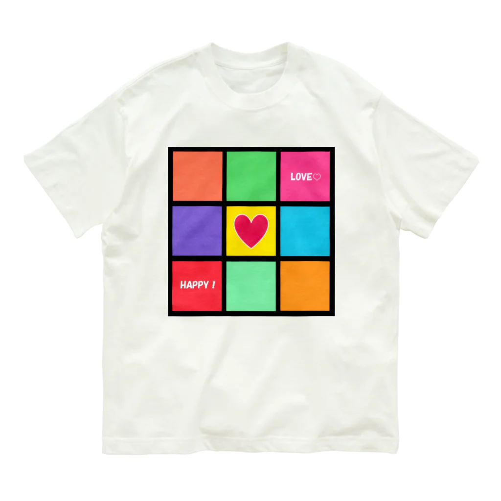 sanasanaのLOVE＆HAPPY Organic Cotton T-Shirt