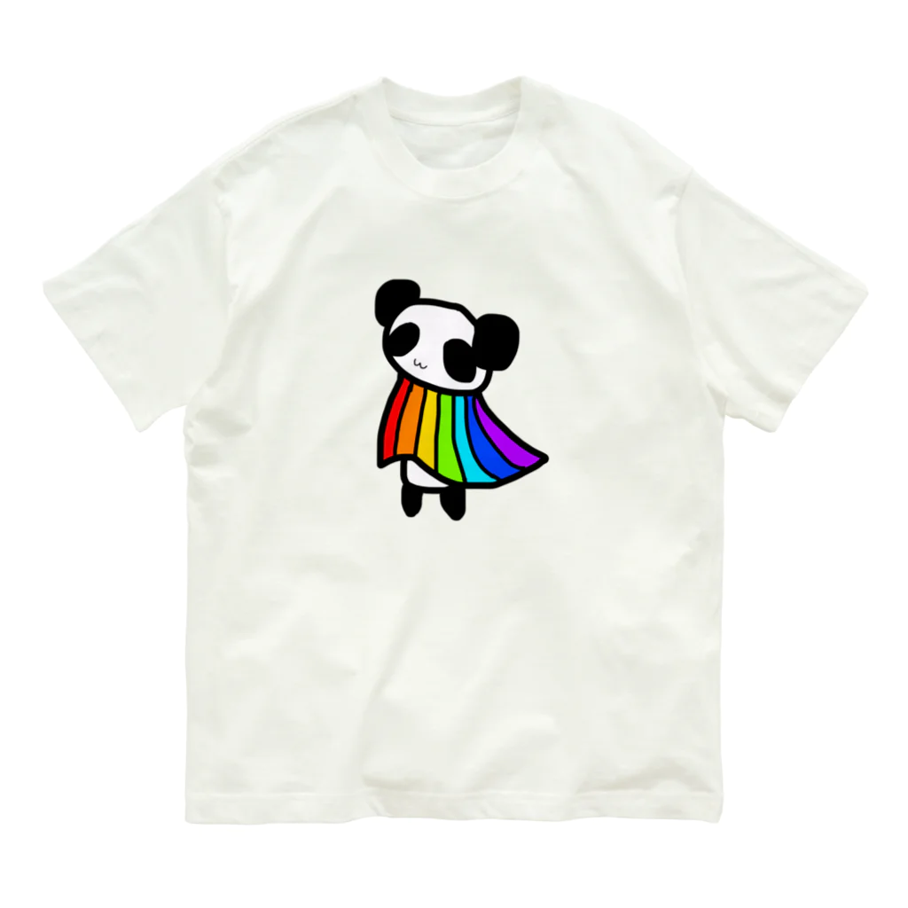 248-nijiya-のレインボーフラッグを着るパンダ オーガニックコットンTシャツ