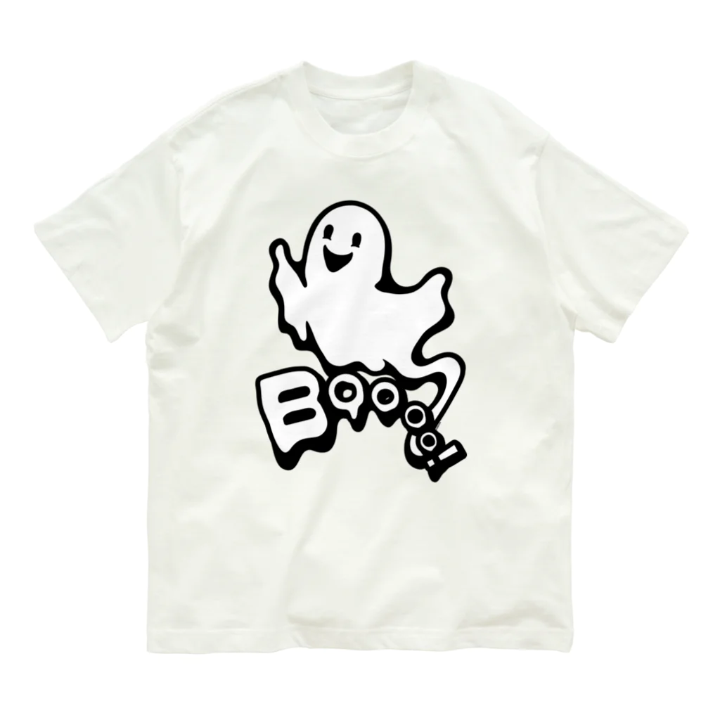 Cɐkeccooのおばけちゃんばぁ!(Boo!ゴースト) オーガニックコットンTシャツ