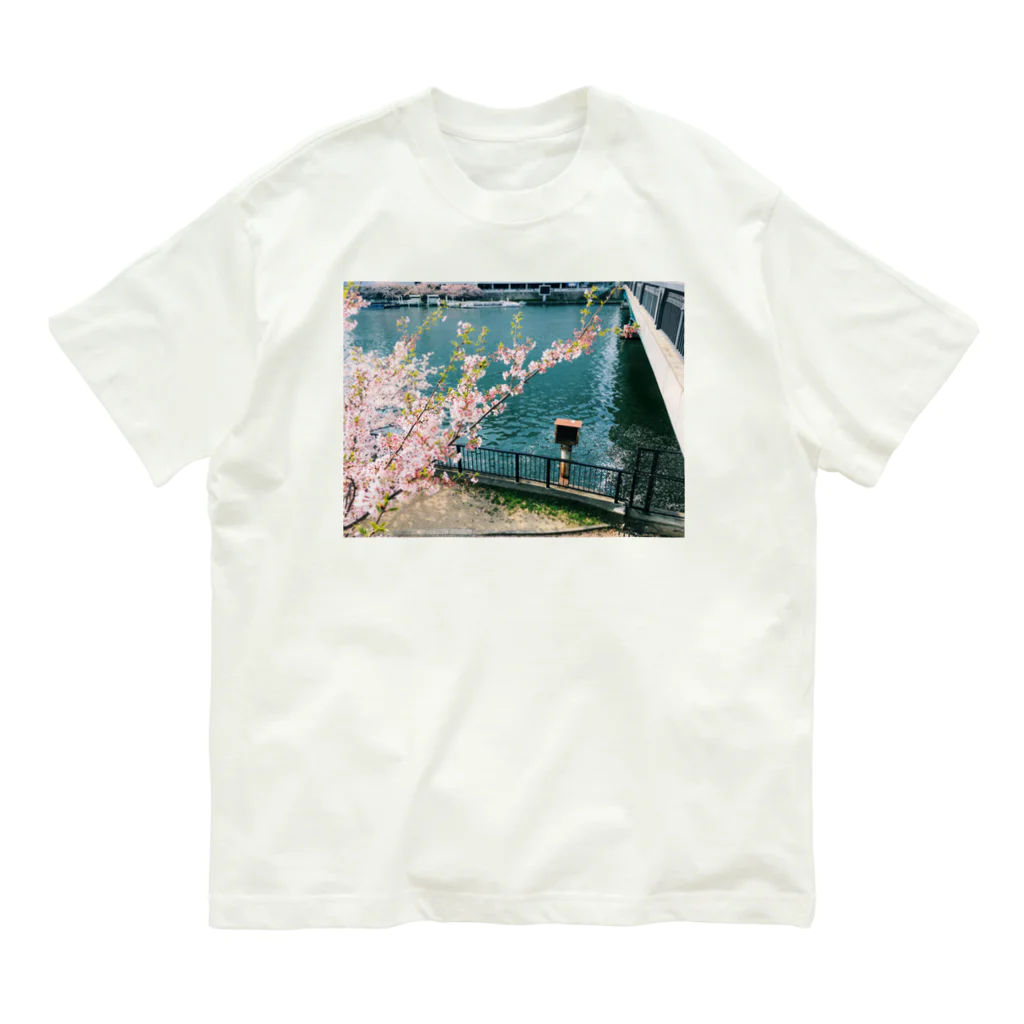 うさぎちゃんアイランドの葉桜天満橋 オーガニックコットンTシャツ