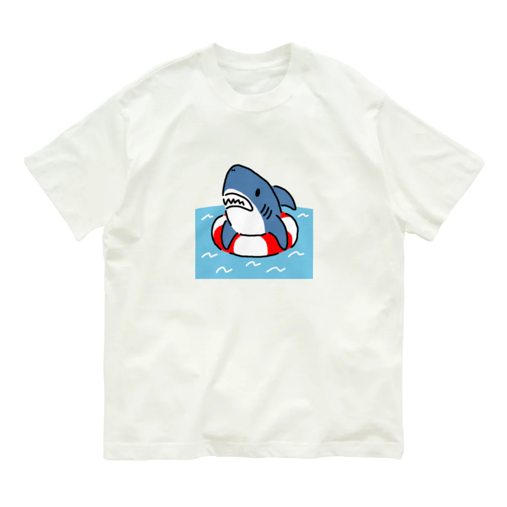 サメ わりとおもいのうきわでうかぶサメ Organic Cotton T-Shirt