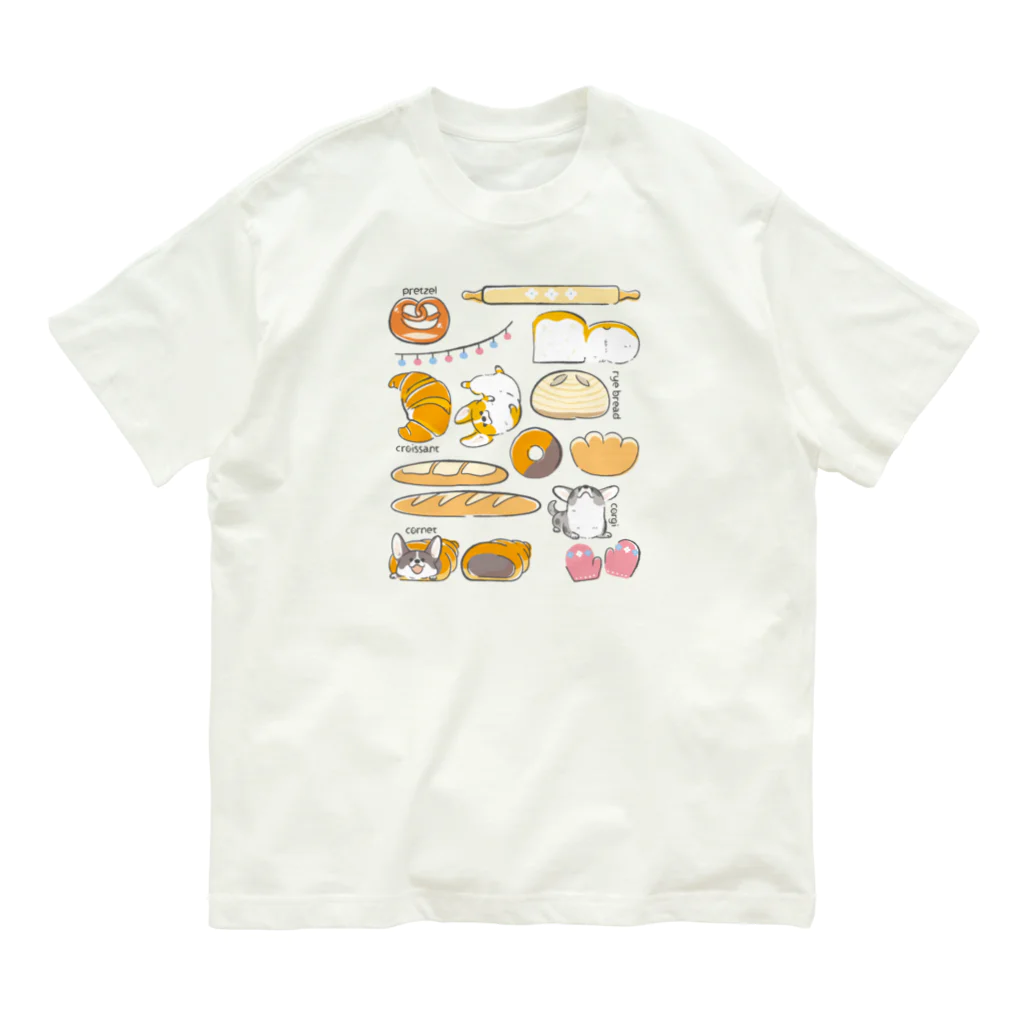 サカモトリエ/イラストレーターのコーギーとパン Organic Cotton T-Shirt