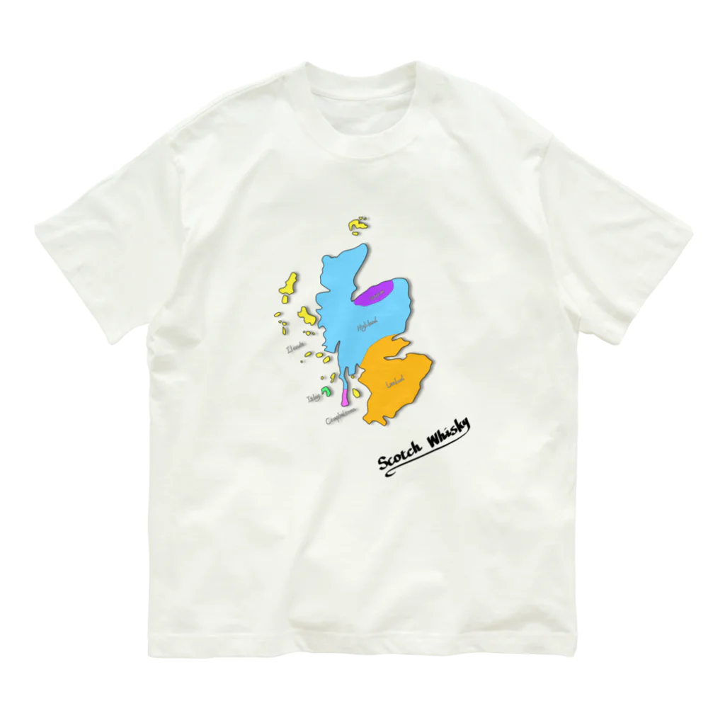 MedusasのScotch Whisky‘s  map (カラーver） オーガニックコットンTシャツ